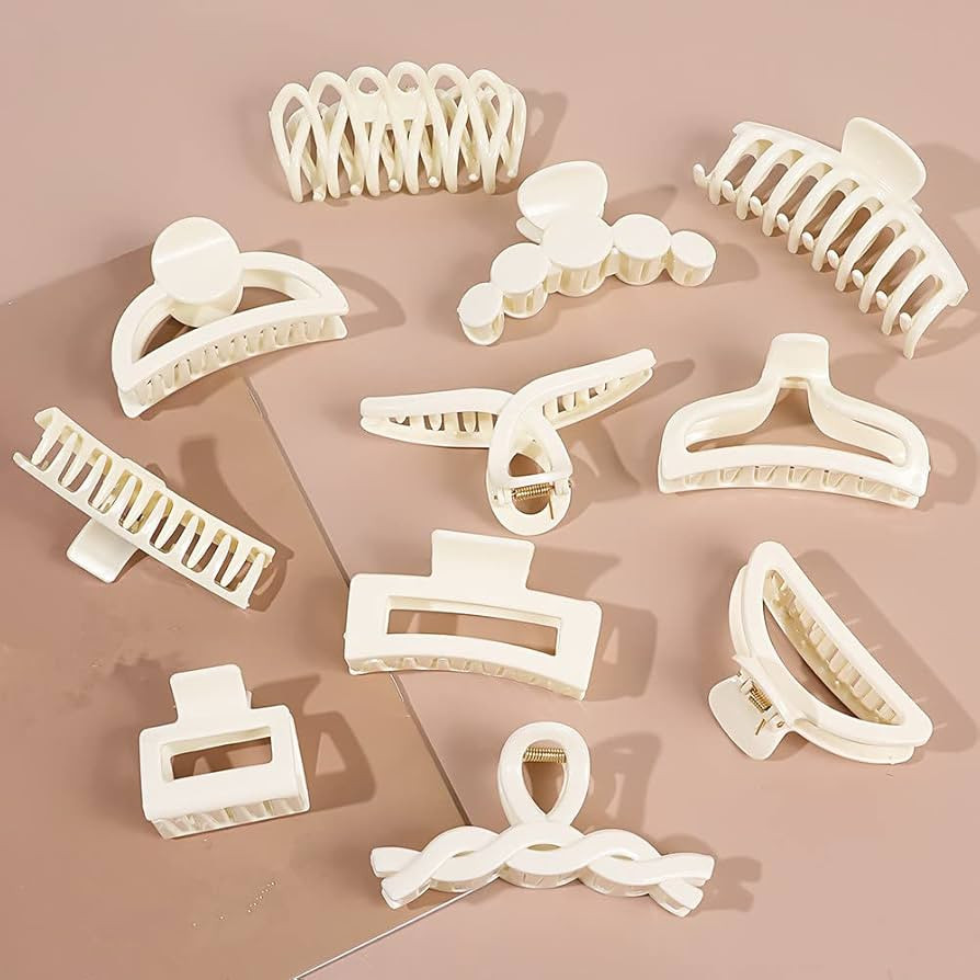 QIRANIYY White Hair Claw Clip for Thick Hair Claw Clips forLong Hair, Large /Medium Size Acrylic ... | Amazon (US)