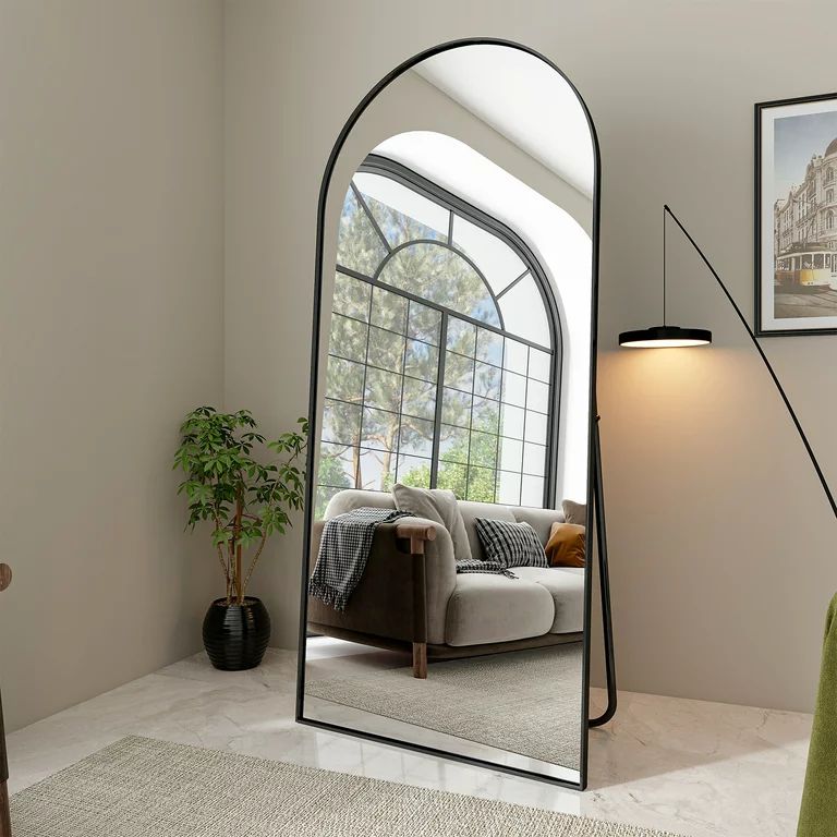 BEAUTYPEAK 76"x34" Arch Full Length Mirror Oversized Floor Mirrors for Standing Leaning, Black | Walmart (US)