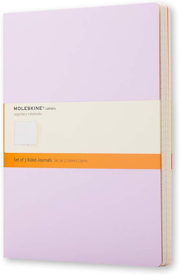 Moleskine Cahier Journal, Soft Cover, XL (7.5" x 9.5") Ruled/Lined, Persian Lilac/Frangipane Yell... | Amazon (US)