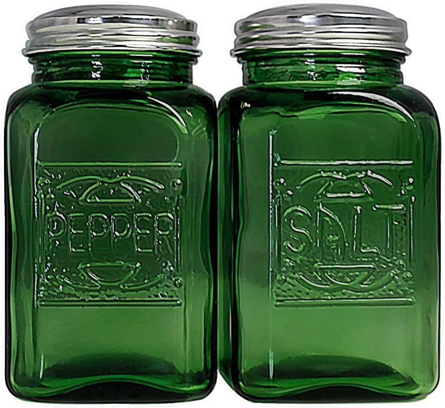 Depression Style Glass Salt and Pepper Shakers (Green) | Amazon (US)