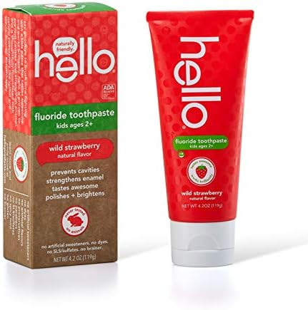 Hello Oral Care ADA Approved Fluoride Kids Toothpaste, Vegan & SLS Free, Natural Wild Strawberry Fla | Amazon (US)