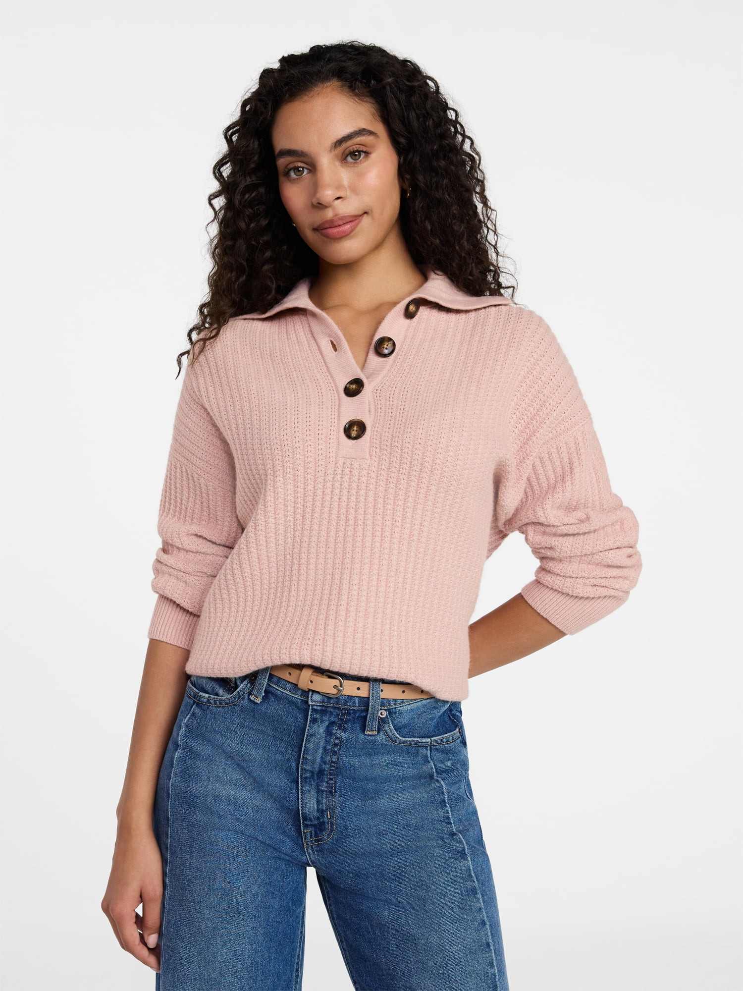 Time and Tru Women's Pullover Henley Sweater, Sizes XS-XXXL | Walmart (US)