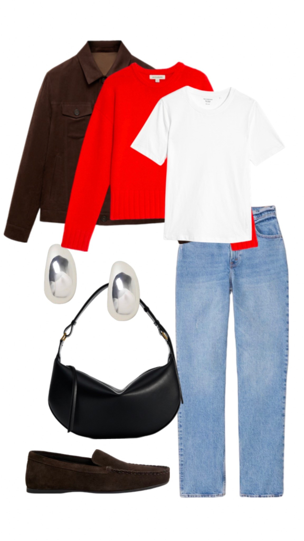 Brown suede jacket with red merino jacket and denim. Brown jacket thrifted but similar linked. 

#LTKuk #LTKstyletip #LTKspring