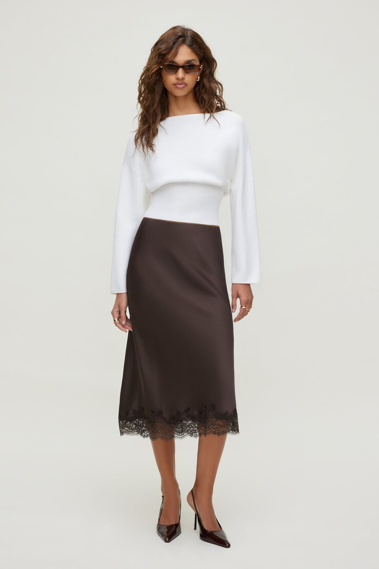 Cinched Boat Neck Sweater | Dynamite Clothing