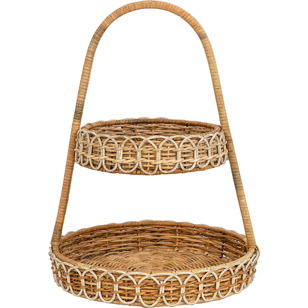Juliska Provence Rattan Two-Tier Server in Natural/Whitewash at Nordstrom | Nordstrom