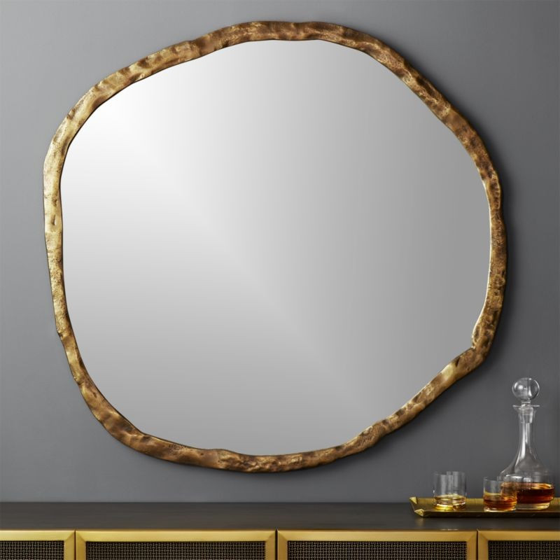 ABEL BRASS ROUND WALL MIRROR 34" | CB2