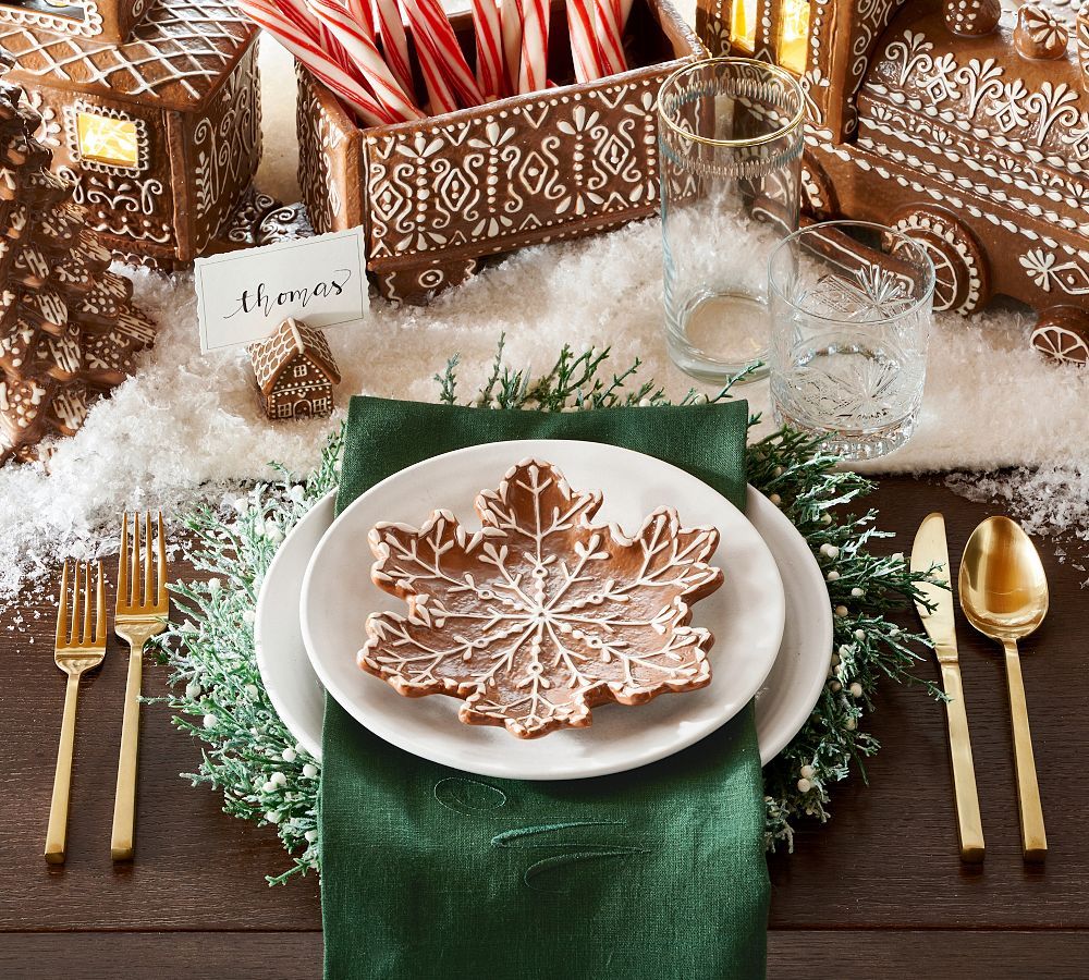 Gingerbread Snowflake Stoneware Appetizer Plates - Set of 4 | Pottery Barn (US)