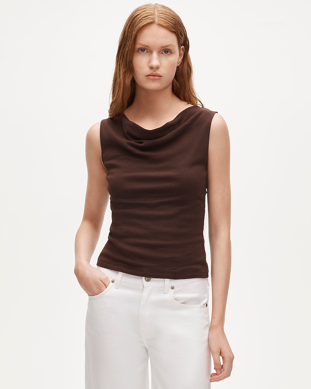 Cowlneck tank top in ribbed cotton | J. Crew US
