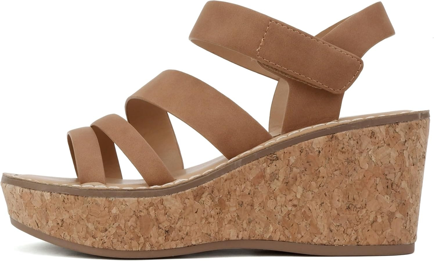 Soda “Sheet” ~ Women Round Toe Multi Strap Wedge Sandal | Amazon (US)