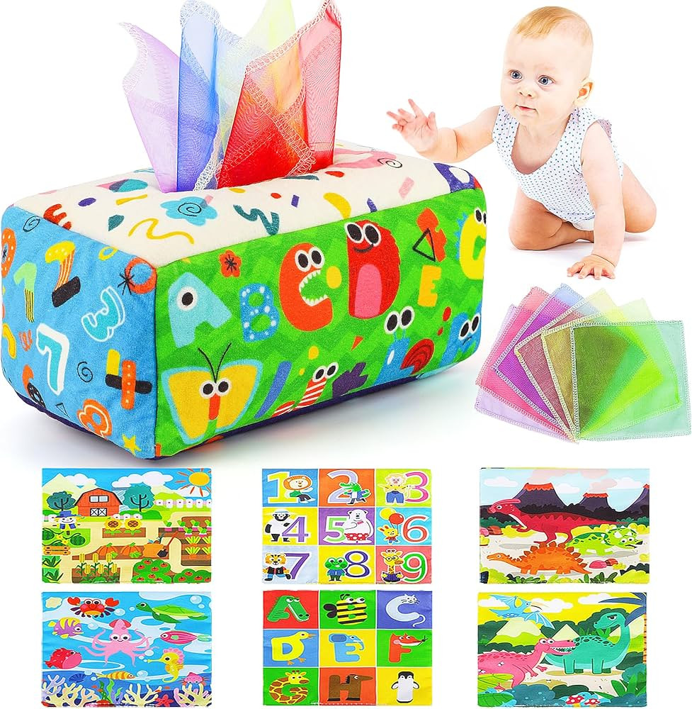 Baby Toys 6-12 Months, Baby Tissue Box Toy, Montessori Toys for Babies, Toys for 1 Year Old Boy G... | Amazon (US)