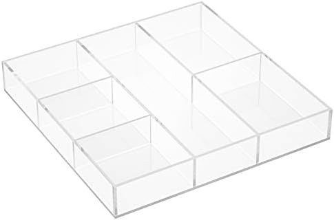 HIIMIEI Clear Desk Drawer Organizer Tray, 6 Section Acrylic Makeup Tray Organizer for Drawer, Off... | Amazon (US)
