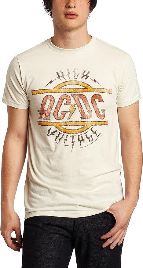 Impact Men's AC DC High Voltage T-Shirt, Vintage White, Medium | Amazon (US)