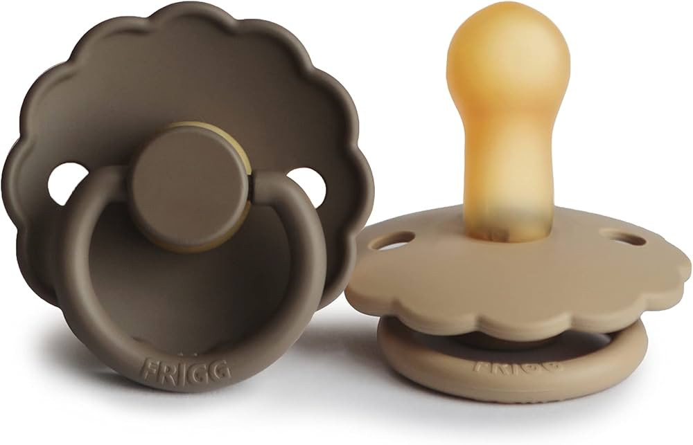 FRIGG Daisy Natural Rubber Baby Pacifier | Made in Denmark | BPA-Free (Croissant/Portobello, 6-18... | Amazon (US)