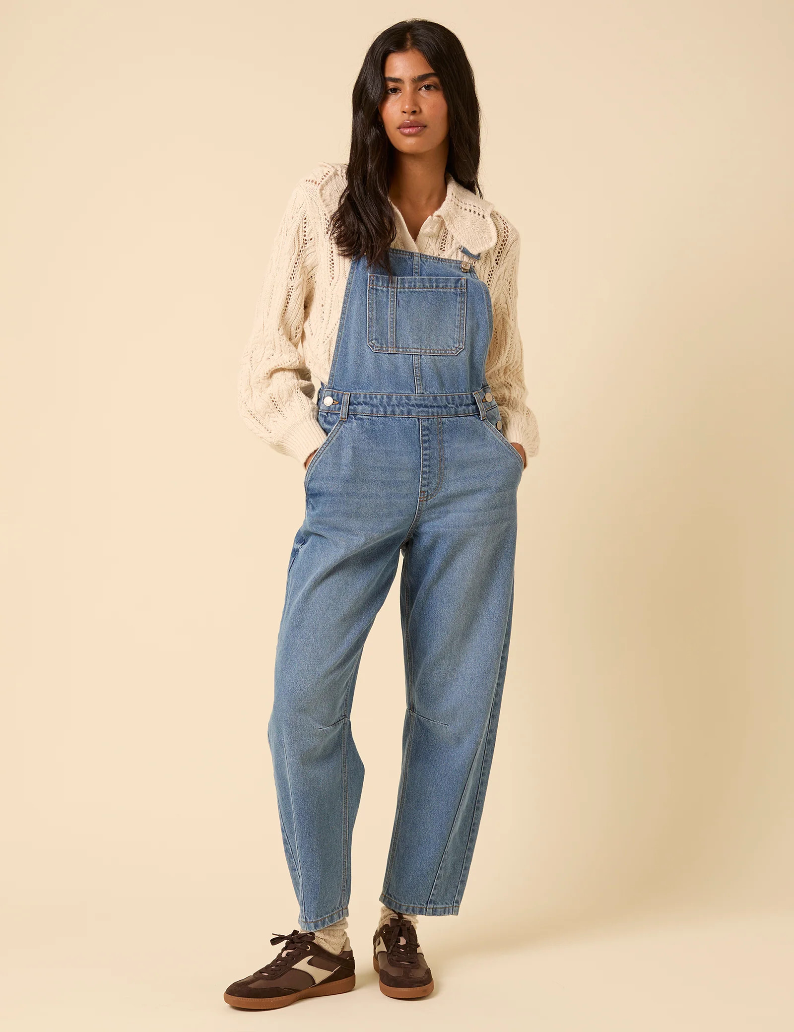 Blue Denim Barrel Leg Dungarees | Nobody's Child