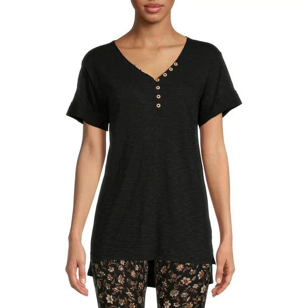 Time and Tru Women's Short Sleeve Henley - Walmart.com | Walmart (US)