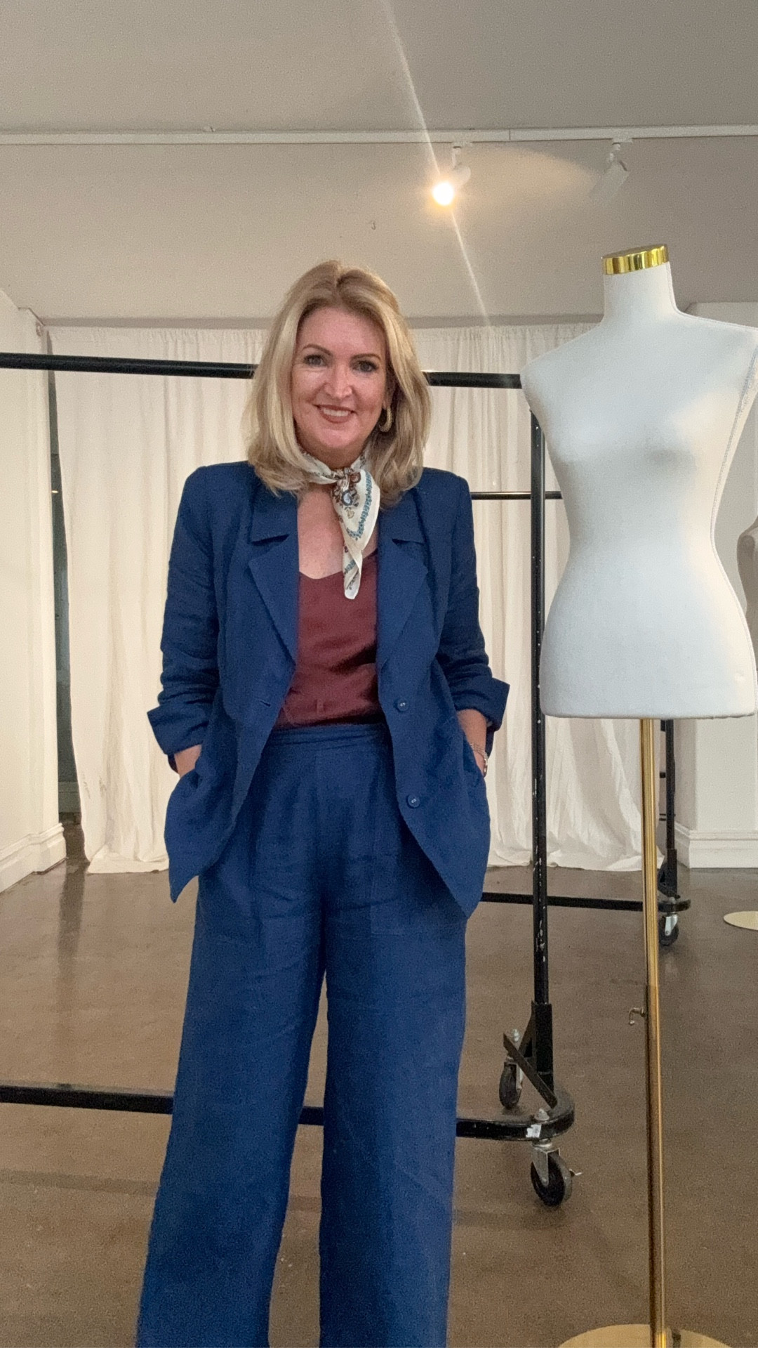 This linen suit is stylish and comfortable. Elastic backed pants. A perfect eye enhancing blue

#LTKStyleTip #LTKSeasonal #LTKWorkwear