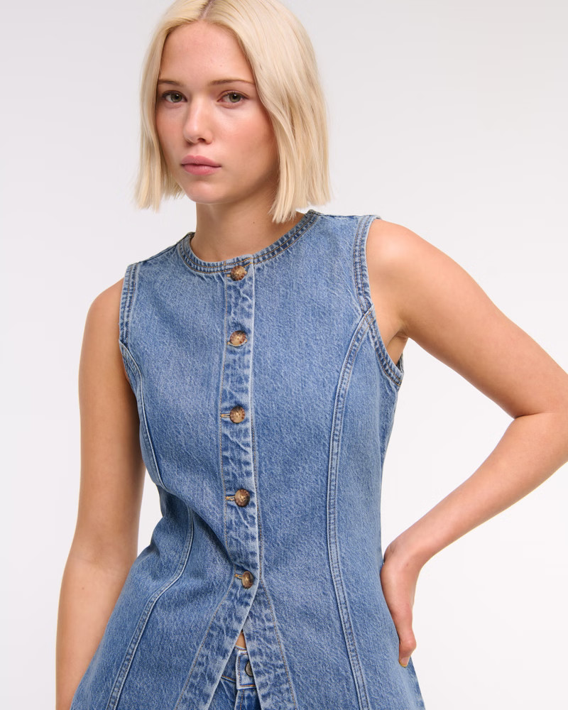 Women's Denim Vest | Women's Tops | Abercrombie.com | Abercrombie & Fitch (US)