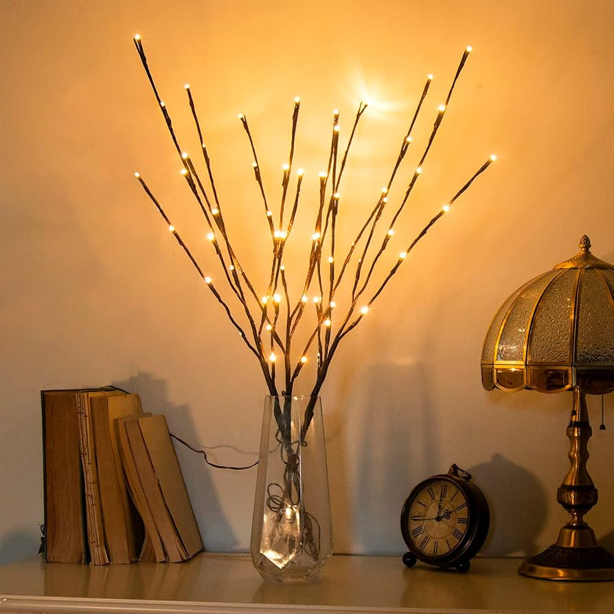 Vanthylit 3PK 30" Brown Lighted Twig Branches Pathway Light 60 LED Warm White Bulbs for Outdoor a... | Amazon (US)