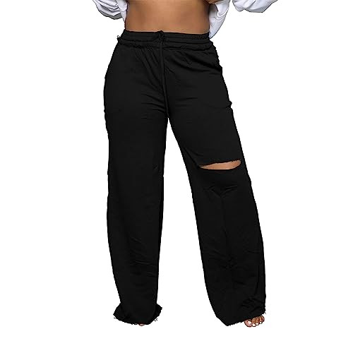 PINSV Wide Leg Pants for Women Drawstring Baggy Casual Sweatpants | Amazon (US)