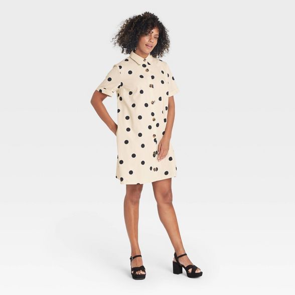 Women's Short Sleeve Button-Up Trapeze Dress - Who What Wear™ | Target