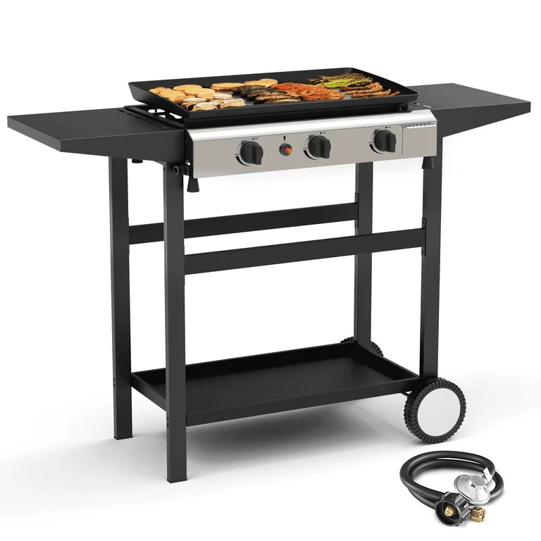 SKOK Portable 3-Burner Propane Flat-Top Gas Griddle for Outdoor, Camping, Patio, Garden | Walmart (US)