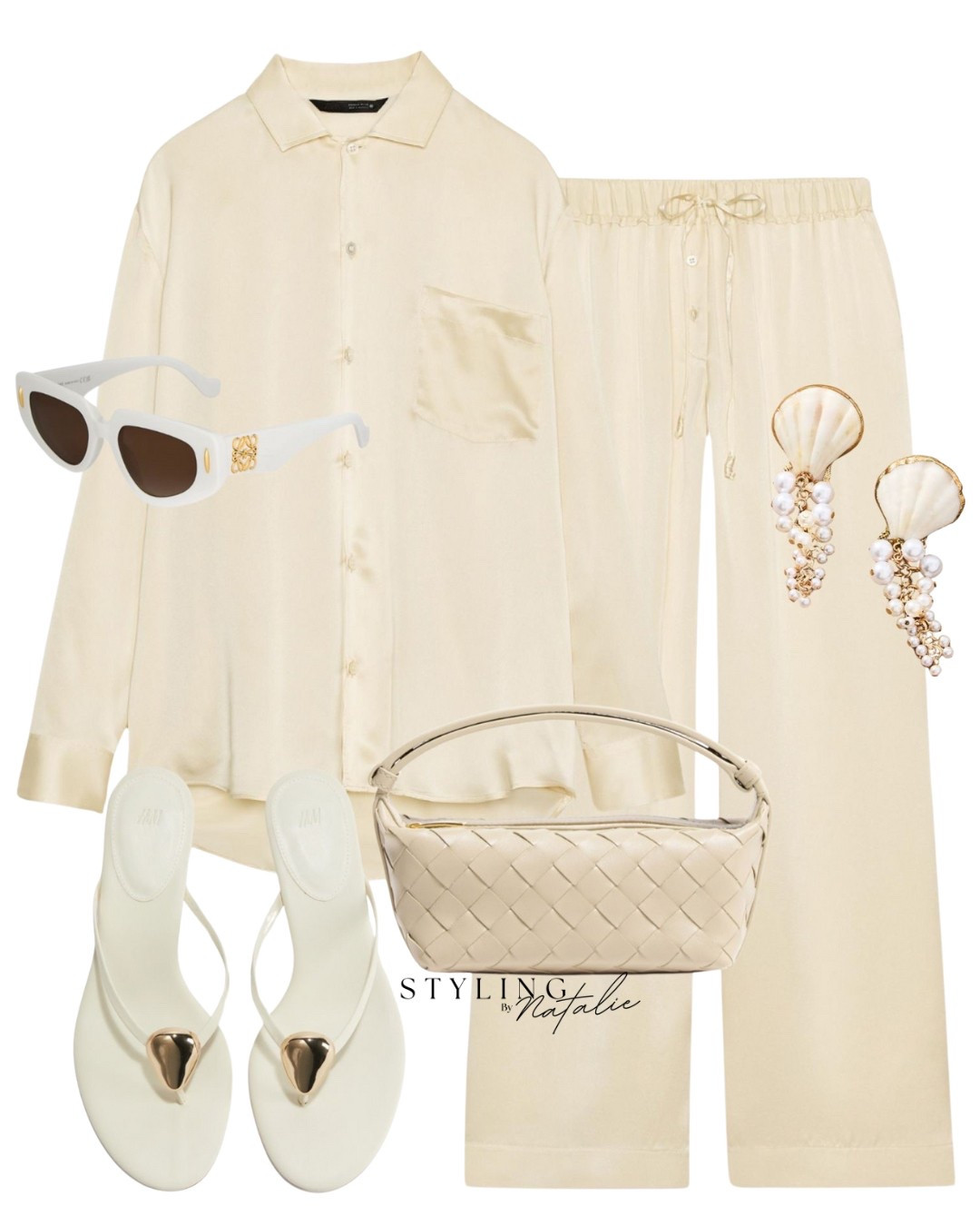 Butter yellow silk co-ord set, pyjamas style trousers & matching silk shirt, heeled sandals, Loewe sunglasses & Bottega handbag. Casual chic, going out style, zara, vacation look. 

#LTKuk #LTKeurope #LTKsummer