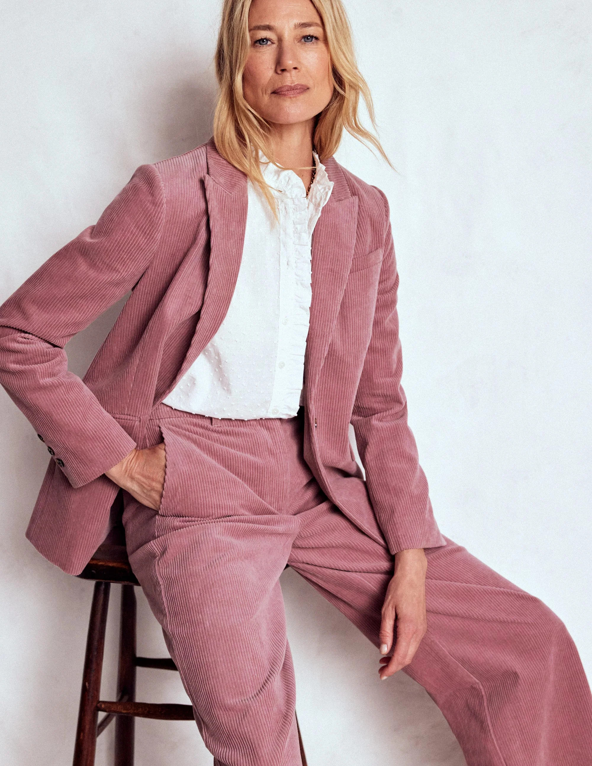 Belgravia Cord Trousers-Blushing Rose | Boden UK