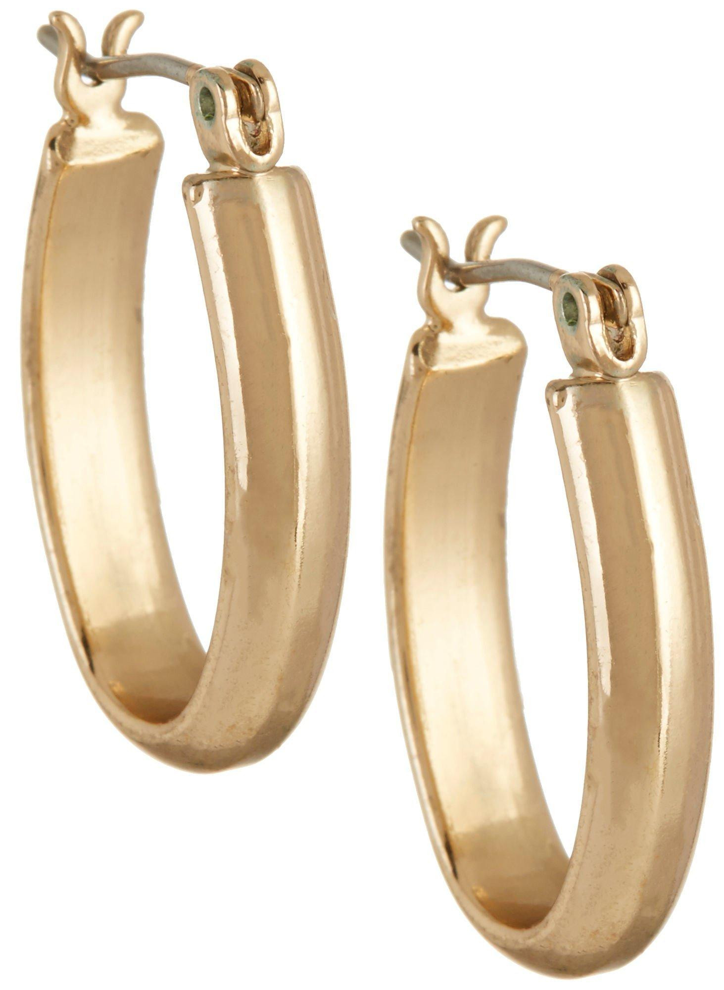 Napier Small Oval Gold Tone Click It Hoop Earrings One Size Gold tone - Walmart.com | Walmart (US)