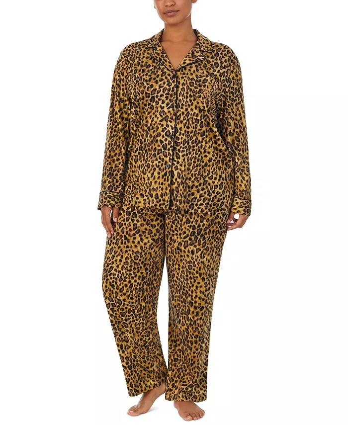 Plus Size Leopard-Print Pajamas Set | Macys (US)