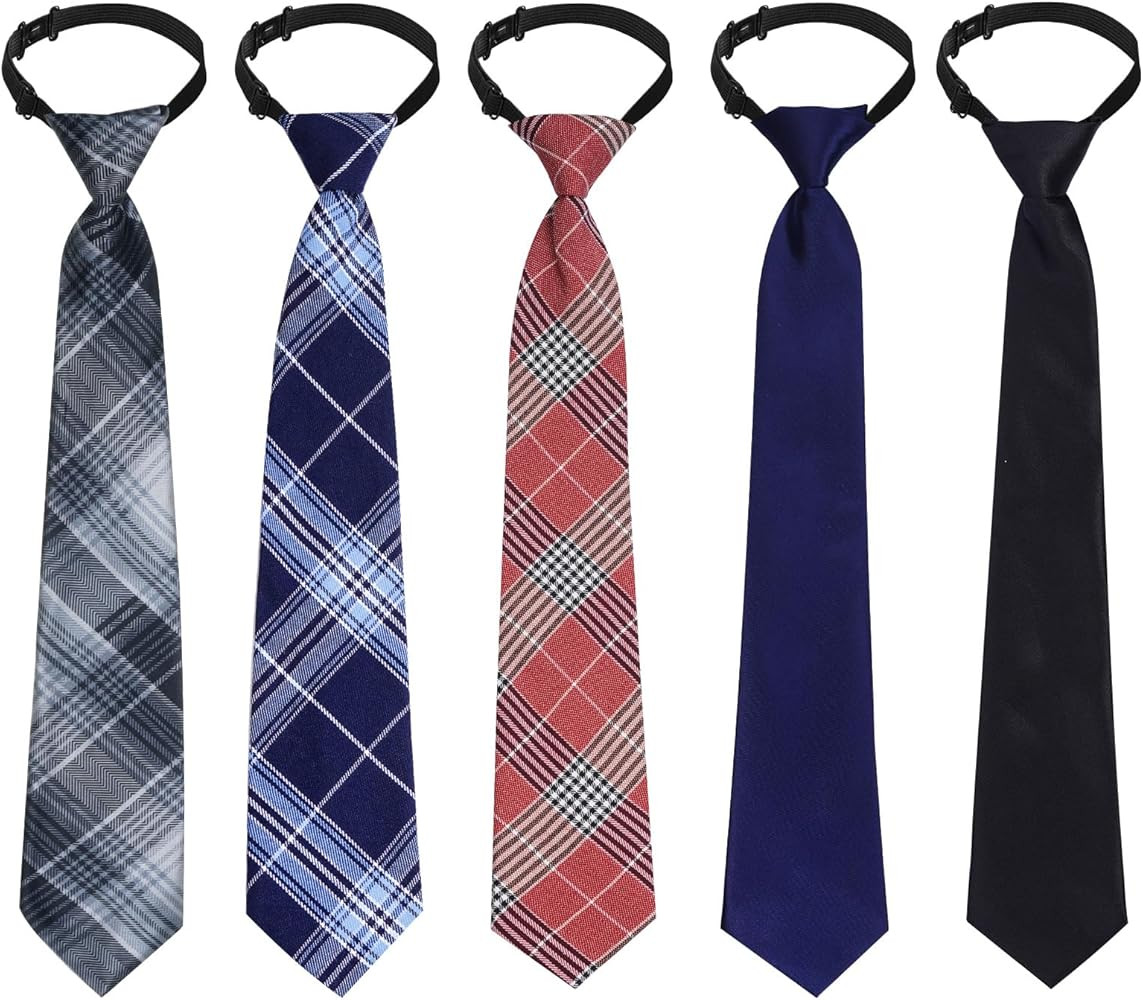 Sucrain 5pcs Boy's Necktie Pre-tied Adjustable Neck Strap Tie for Wedding Graduation School Cospl... | Amazon (US)