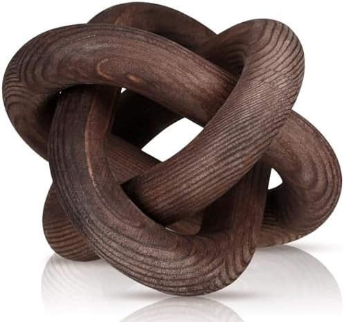 3 Link Wood Knot Decor - Hand Carved Coffee Table Decoration, Boho Chain Link Decor, Modern Shelf... | Amazon (US)