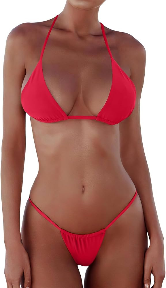 XUNYU Thong Bikini Sets for Women - Brazilian Micro String Bikinis Sexy Two Piece Swimsuit Triang... | Amazon (US)