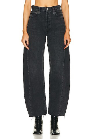AGOLDE Luna Pieced Wide Leg Jeans in Black | FWRD 
