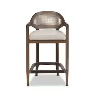 Jennifer Taylor Americana 26 in. Mid-Century Modern Oak Wood Frame Cane Rattan Back Kitchen Count... | The Home Depot