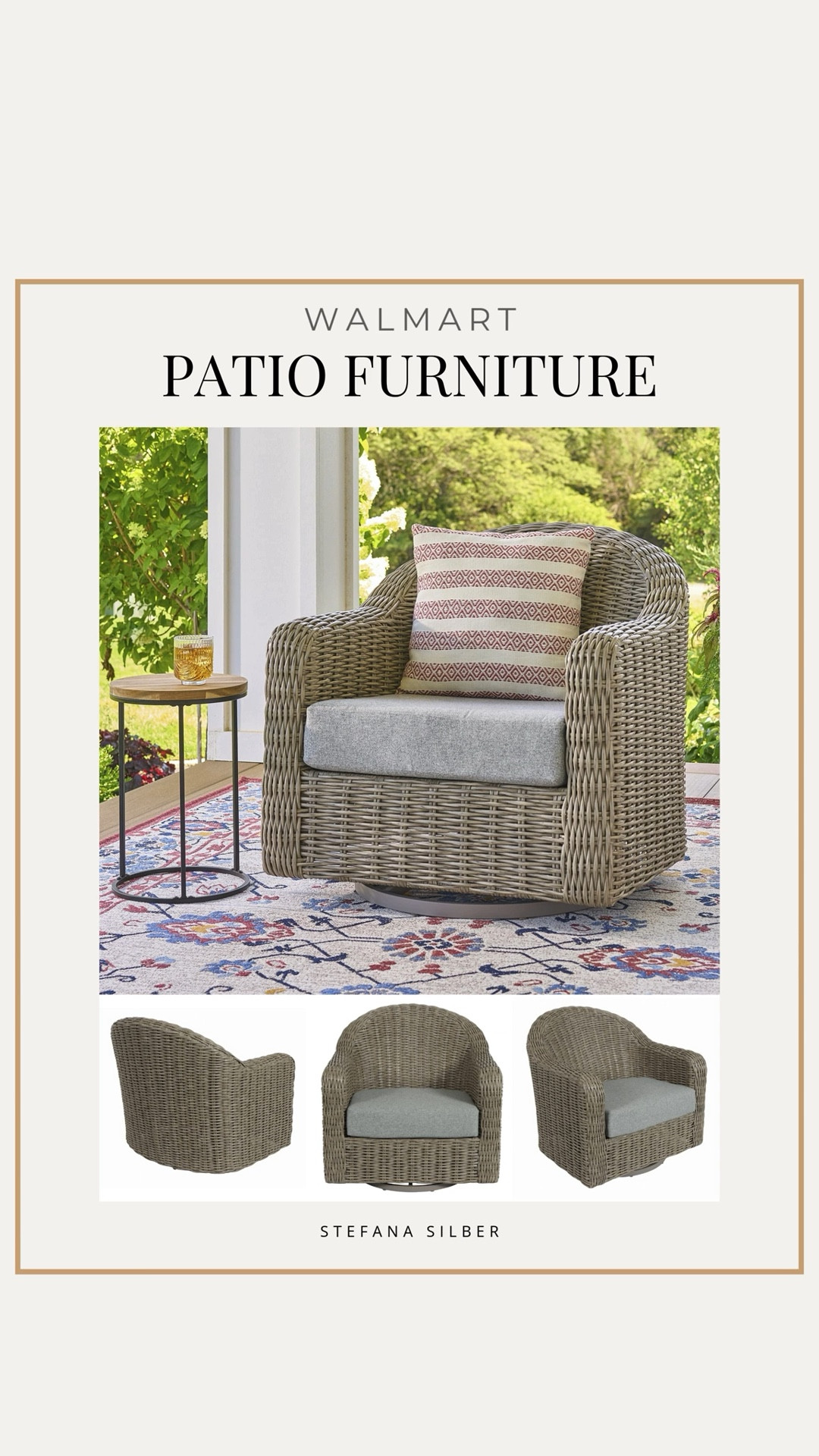 NEW! Outdoor chair from Walmart

Bellamy collection
Swivel chair


#LTKHome #LTKStyleTip #LTKOver40