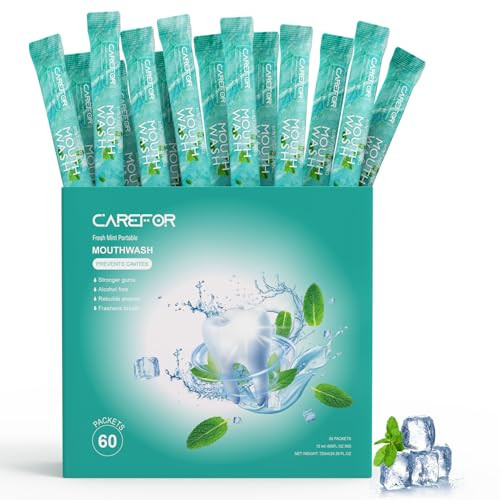 Mouthwash Travel Size Portable 60 Individual Disposable Packets to Go, Alcohol & Fluoride Free Fresh Mint Mouthwash Strips for Superior Oral Hygiene (Pack of 60) | Amazon (US)