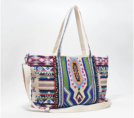 America & Beyond Embellished Tote with Crossbody Strap - QVC.com | QVC
