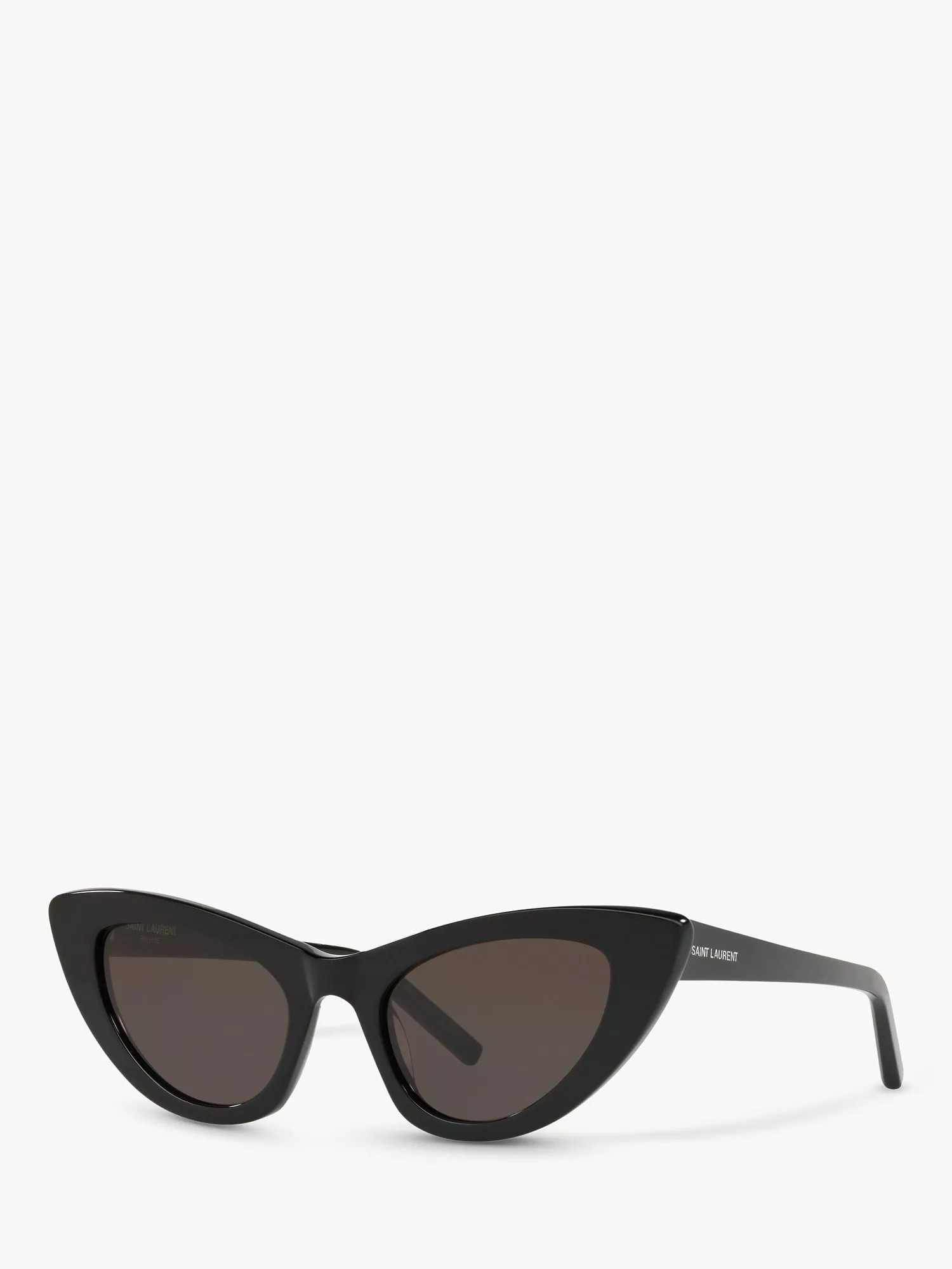 Yves Saint Laurent SL 213 Women's Lily Cat's Eye Sunglasses, Shiny Black/Grey | John Lewis (UK)