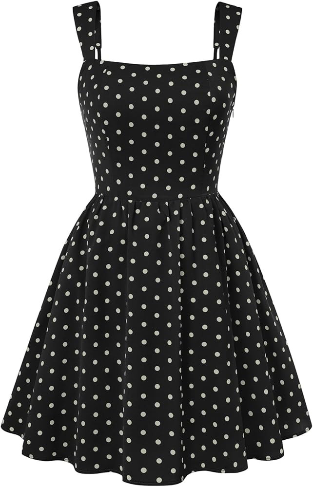 Belle Poque Vintage Polka Dot Dress for Women 2026 Summer Mini Dresses Square Neck A Line Sleevel... | Amazon (US)