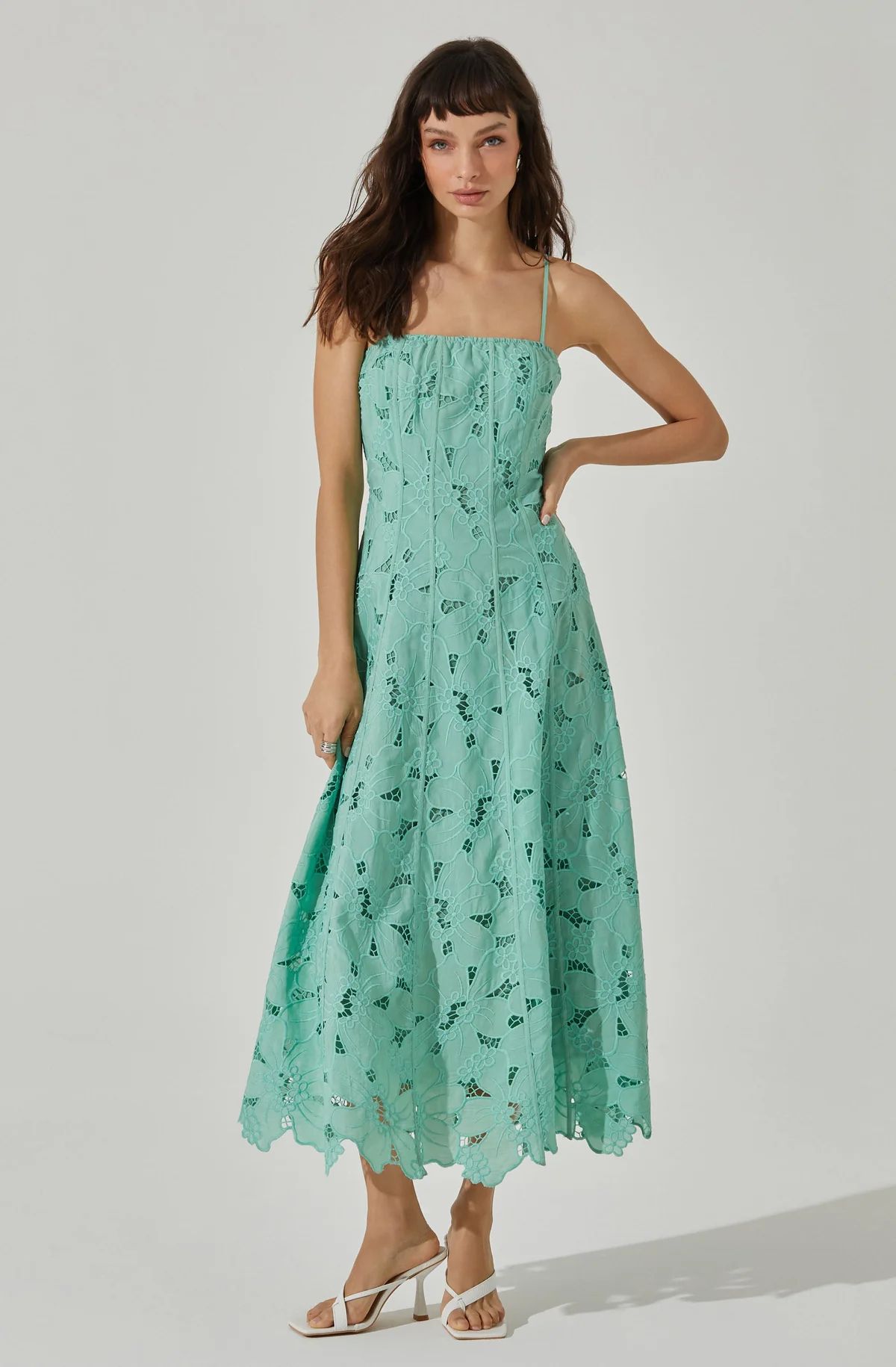 Lace Floral Eyelet Midi Dress | ASTR The Label (US)