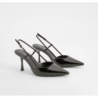 Womens Slingback Box Pointed Court Shoes - Black - 7, Black | Boohoo.com (UK & IE)