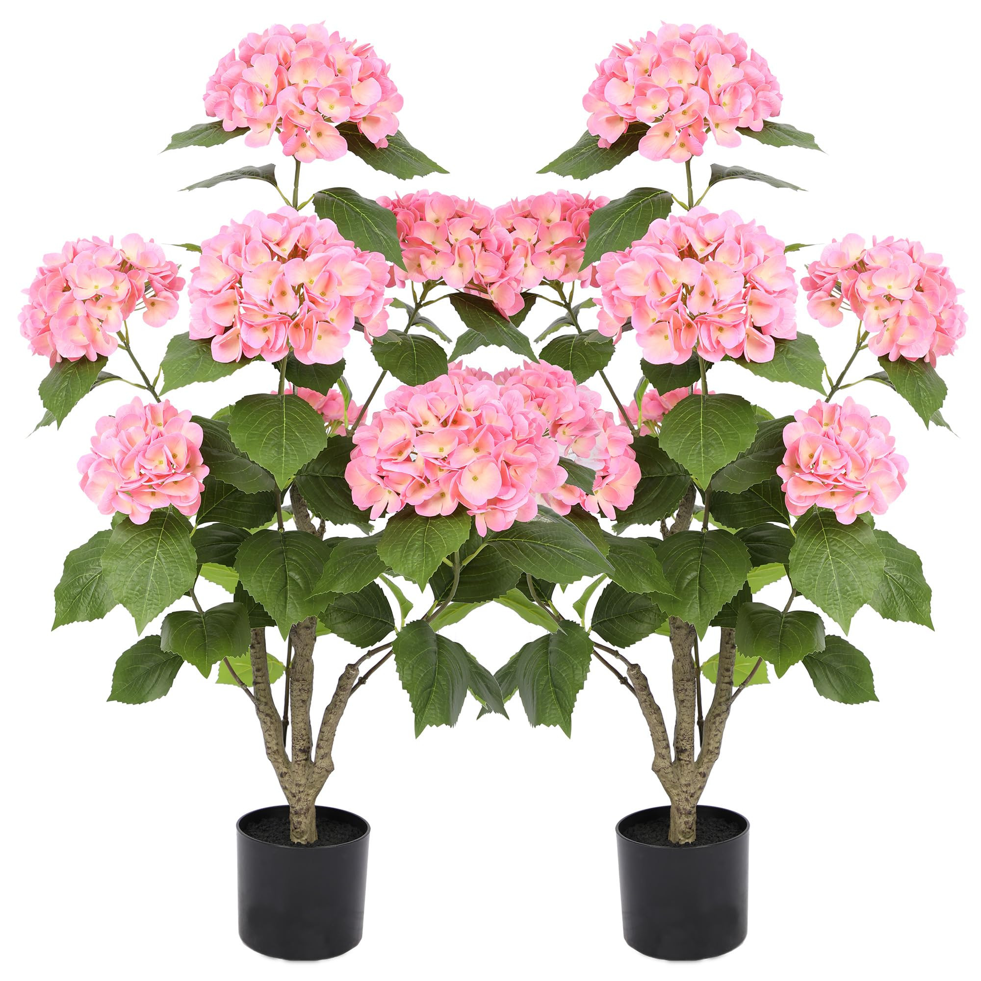 Nafresh 3FT Real Touch Faux Hydrangea Tree Outdoor, 2 Pack Pink Hydrangea Tree Artificial with Vi... | Amazon (US)