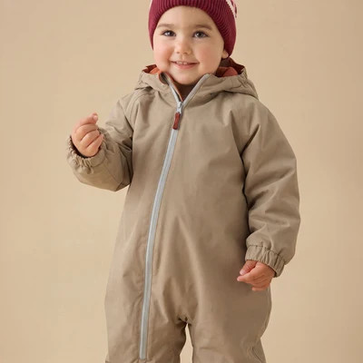 KIDLY by MORI Fleece Lined Puddle Suit - Sand | Baby Mori
