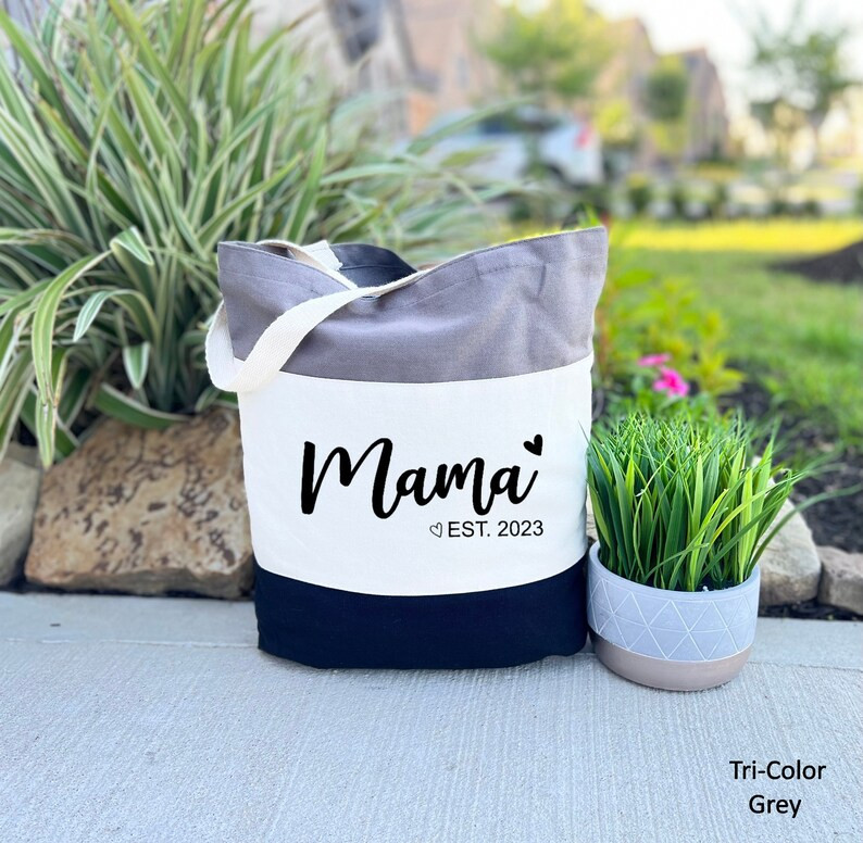 Personalized Mama Est 2023 Tote Bag, Mothers Day Gift, Canvas Tote Bag, Gift For Mom, Personalize... | Etsy (US)