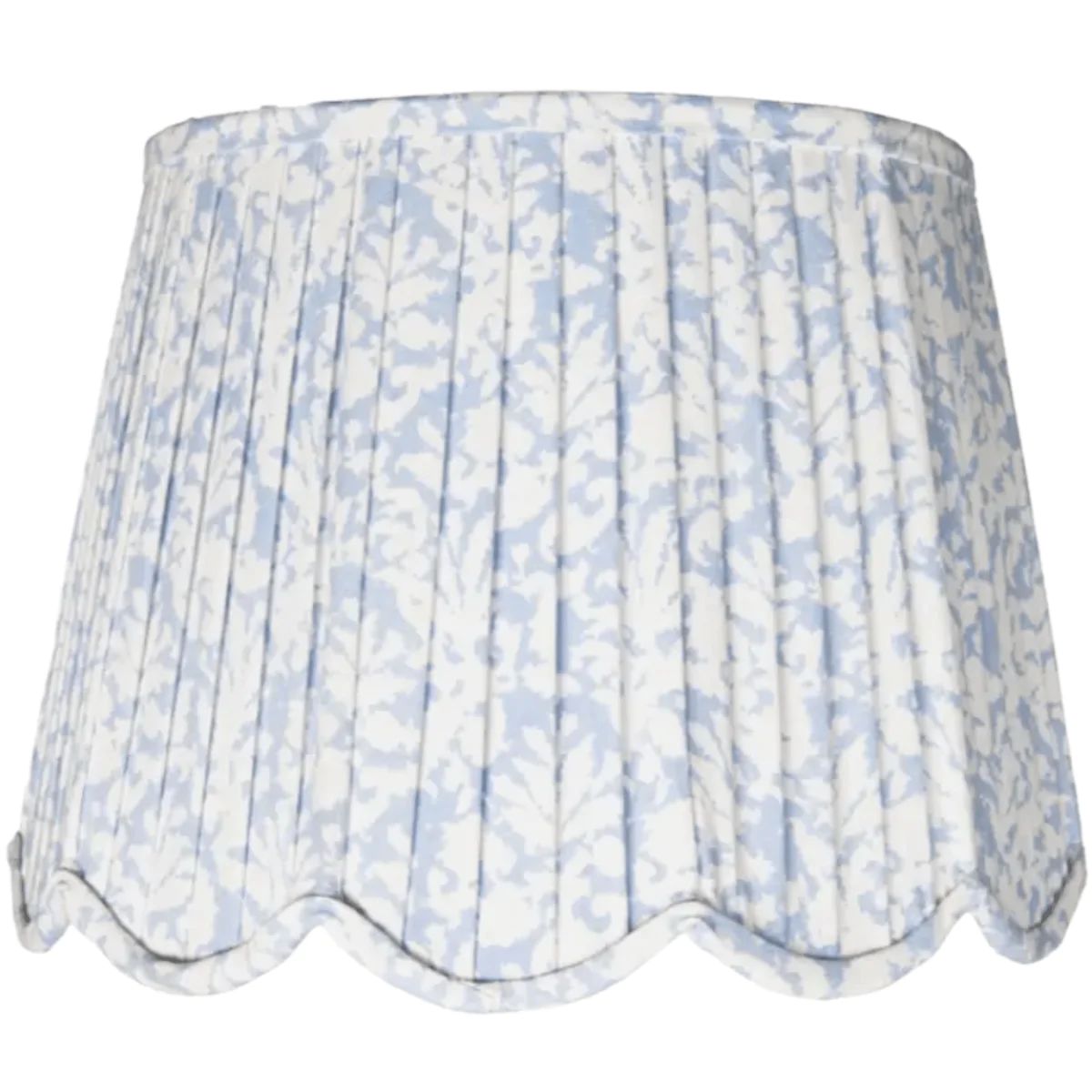 Soft Blue & White Scalloped Pleated Lampshade | The Well Appointed House, LLC