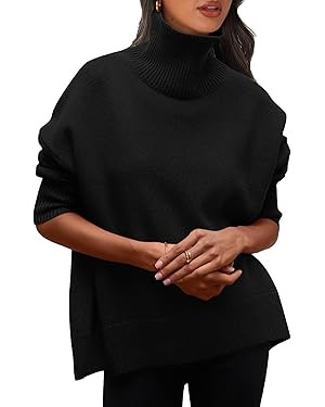 PRETTYGARDEN Women's Turtleneck Oversized Sweater Long Sleeve Chunky Knit Pullover Casual Winter ... | Amazon (US)