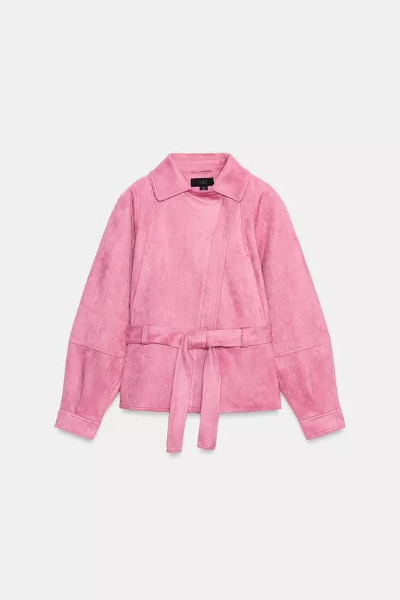 FAUX SUEDE BELTED JACKET | Zara Canada