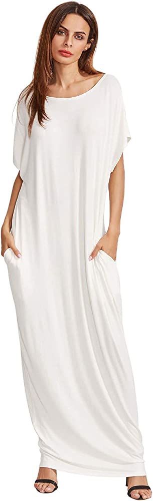 Verdusa Women's Short Sleeve Loose Long Maxi Lounge Dress with Pockets | Amazon (US)