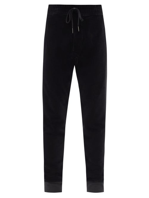 Tom Ford - Drawstring Cotton-blend Velour Track Pants - Mens - Black | Matches (US)