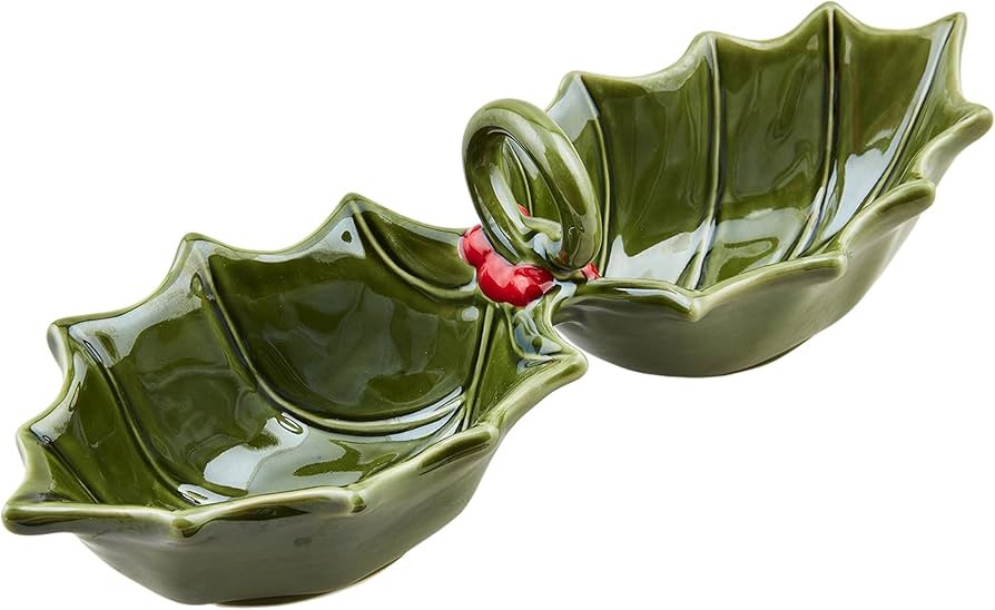 Mud Pie Double Holly Tidbit; 4" x 11" | Amazon (US)